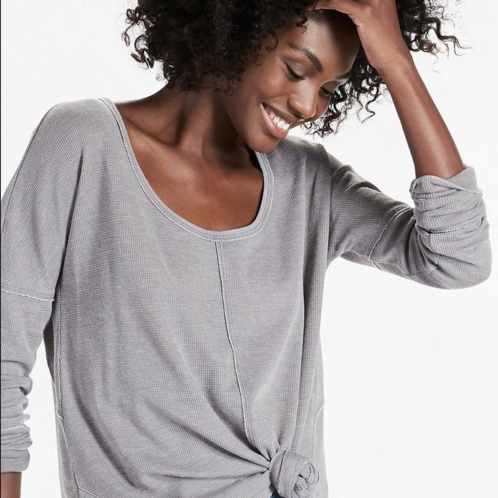Lucky Brand Women's Size L + M Green Star Print Thermal Knit long Sleeve Top - Picture 5 of 6